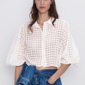 NWOT Zara Daisy Embroidered Blouse